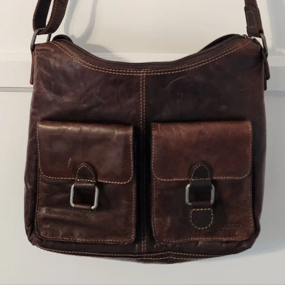 Jack Georges Voyager Hobo Crossbody Leather Bag - Picture 1 of 13